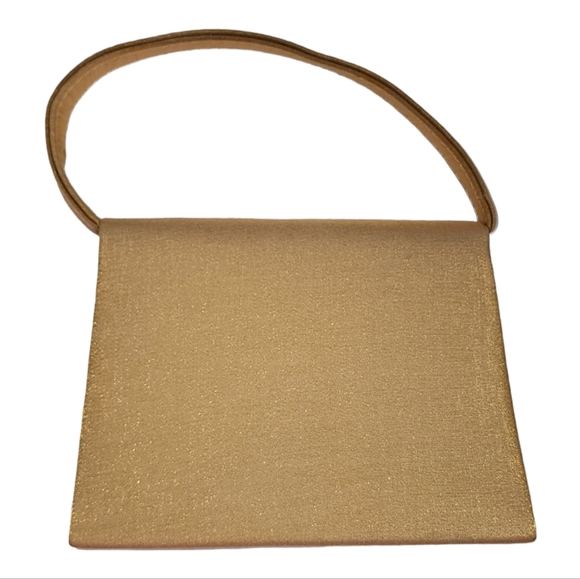 Small Jessica McClintock Purse Gold with Rhinestone Bow - Picture 2 of 5